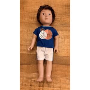 My Life as Boy Shorts Blue Shirt Sports Outfit, 18" Doll